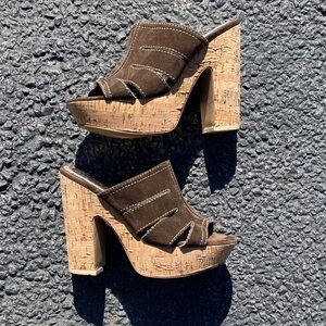 Chunky cork heels